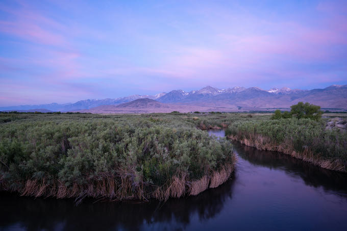 Sunrise painting the Owens River valley