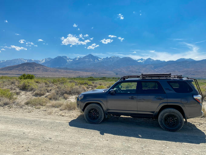 4Runner parked along a road to the Owens River